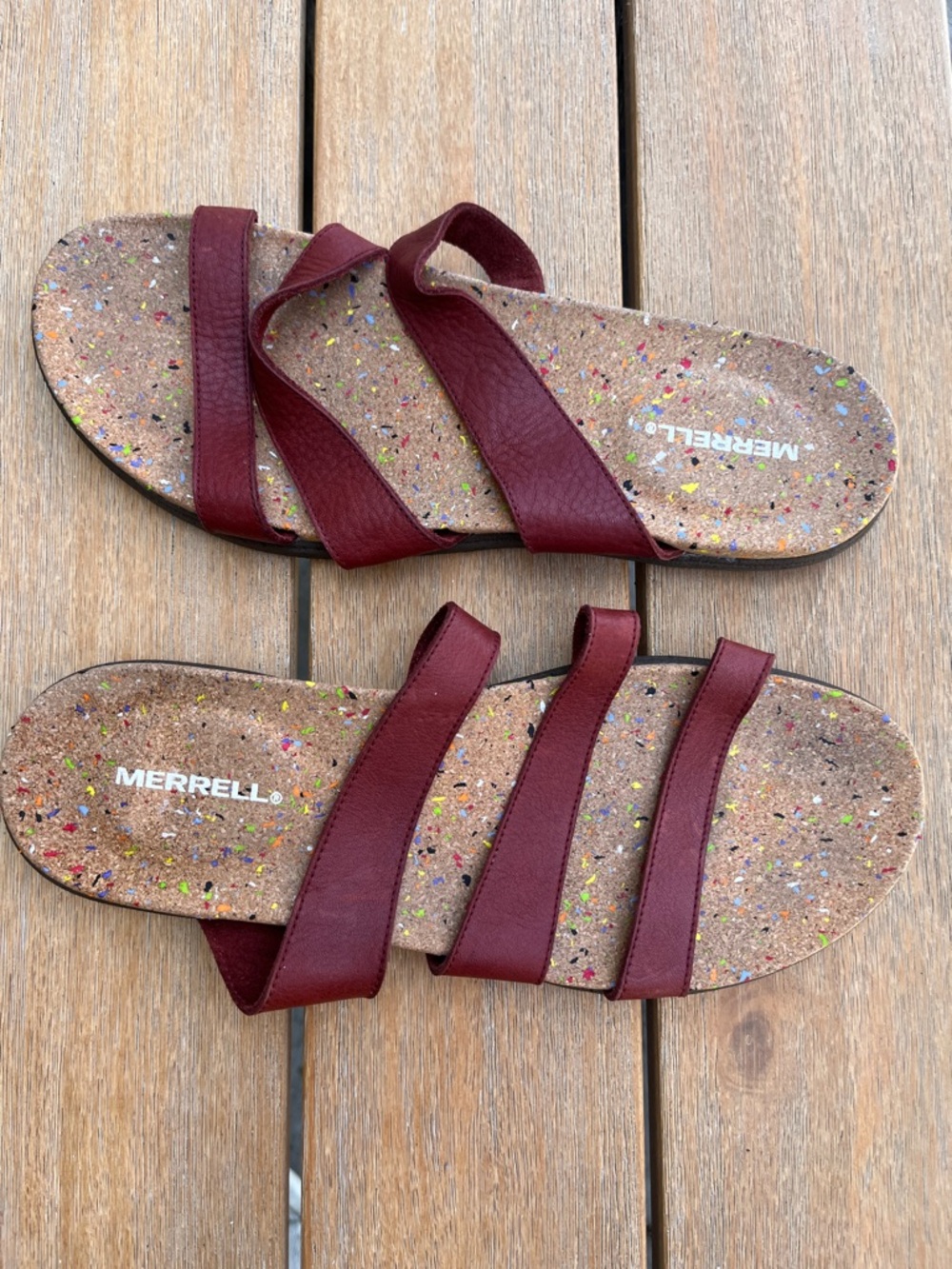 Merrell Womens Merlot Napa Valley Slide Sandals Cork Footbed Size 11